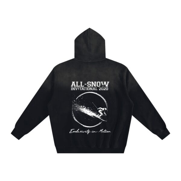 Big Motion Hoodie in a vintage wash finish with snowflake and Ski Baltimore branding on the front