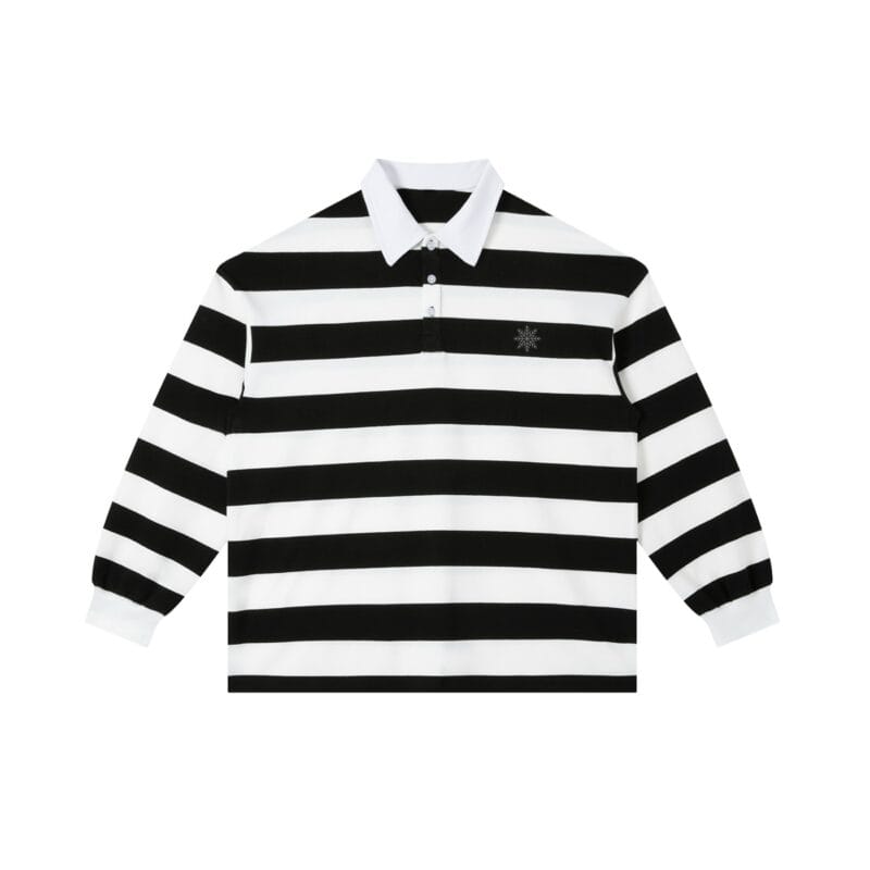 Patterson Rugby shirt in white with black from Ski Baltimore Social Club
