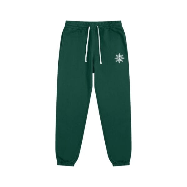 Snowfall Joggers by Ski Baltimore, unisex relaxed-fit joggers with elastic waist and cuffs and snowflake logo