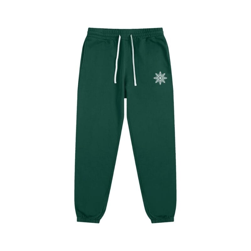 Snowfall Joggers by Ski Baltimore, unisex relaxed-fit joggers with elastic waist and cuffs and snowflake logo
