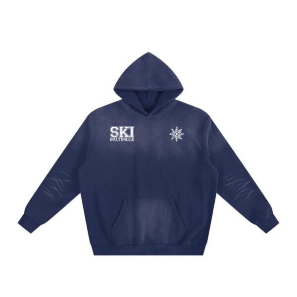 Detail of the vintage wash finish on the Big Motion Hoodie