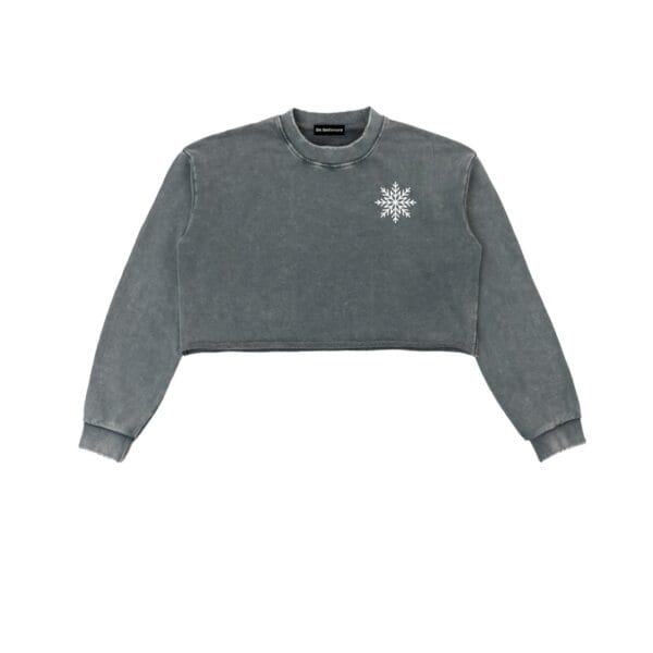 Snow-wash texture detail on the Snowfall Cropped Crew sweatshirt