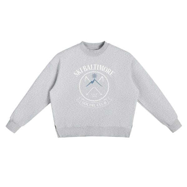The Crest SS Crew sweatshirt in Flower Gray with the Ski Baltimore Social Club crest