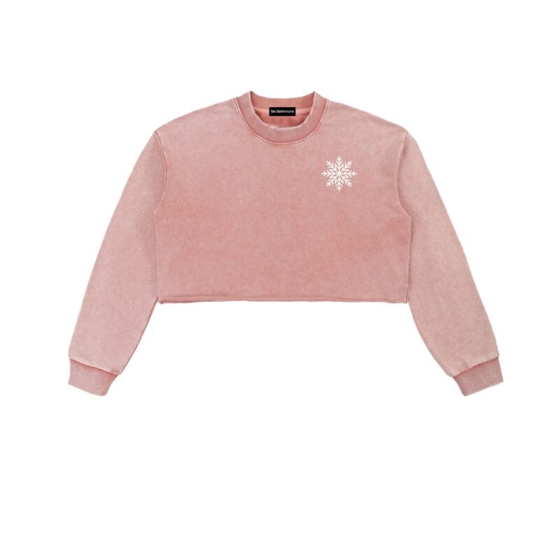 Snowfall Cropped Crew sweatshirt with snow-wash finish and snowflake logo on the chest