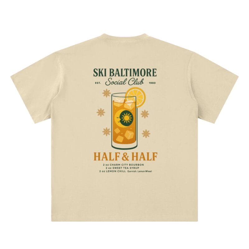 Ski Baltimore Half & Half Tee, front view with the Snowflake logo on the chest