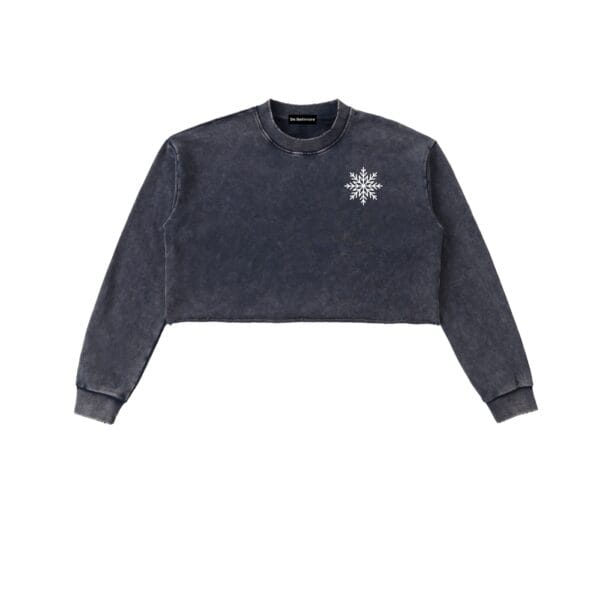 Snowfall Cropped Crew sweatshirt styled to show the cropped fit