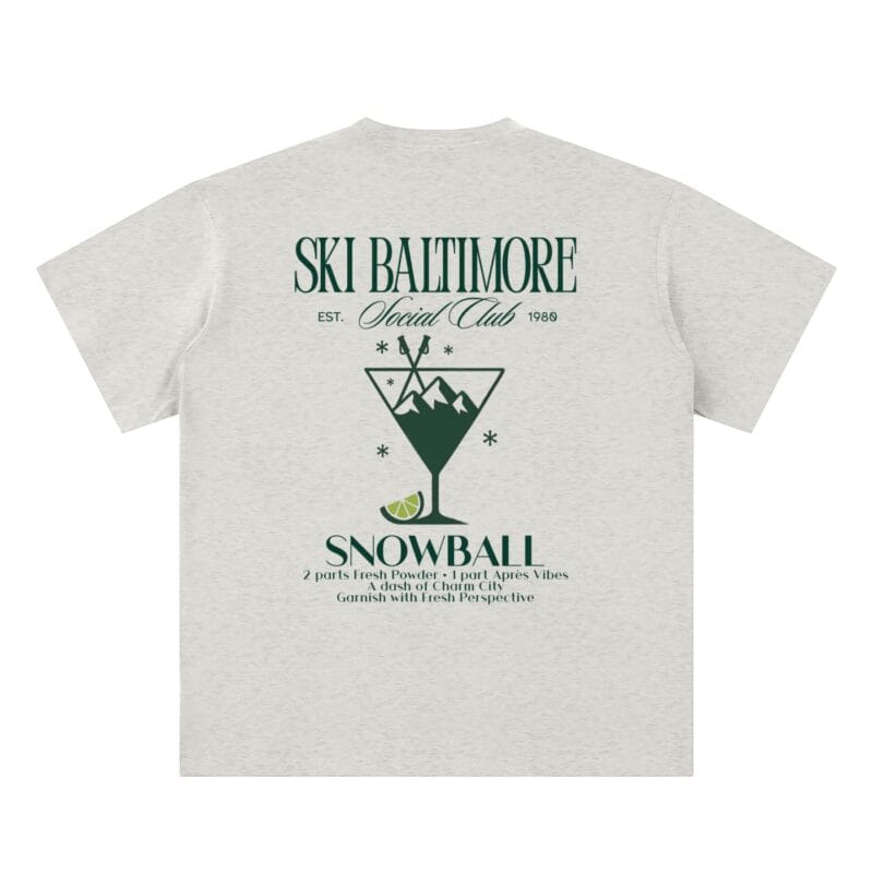 Snowball Tee by Ski Baltimore Social Club, a sueded cotton t-shirt with the Snowflake logo on the chest