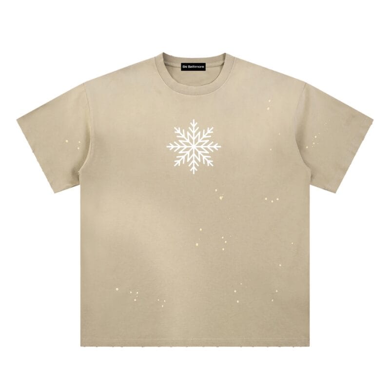 Ski Baltimore Splatter Tee with sun-fade wash, paint splatter, and signature snowflake logo